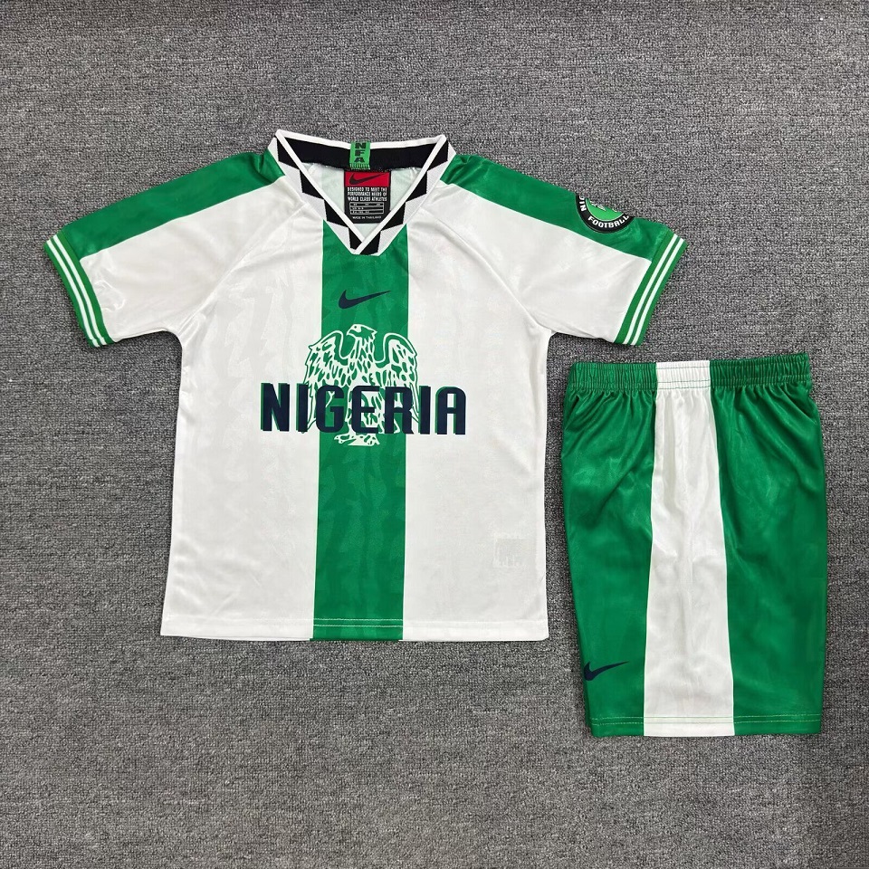 Kids-Nigeria 1996 Away White Soccer Jersey
